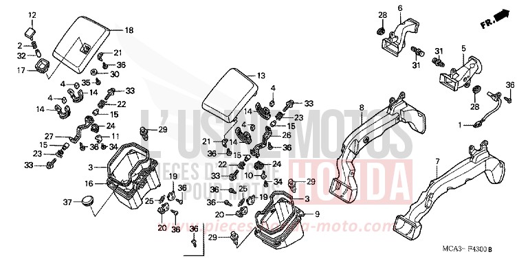 CONDUIT D'AIR (GL1800A1/A2/A3/A4/A5) de Gold Wing DURANGO RED METALLIC (R274) 2003